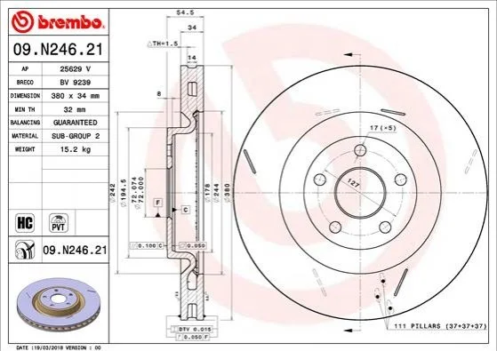 Гальмівний диск BREMBO 09.N246.21 (фото 1)