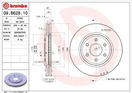 Гальмівний диск BREMBO 09.B628.10