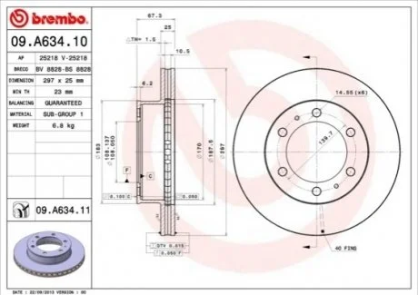 Диск гальмівний BREMBO 09.A634.10