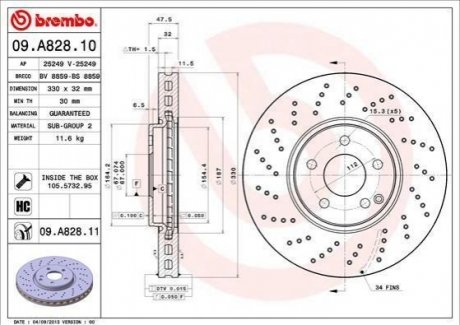 Гальмівний диск BREMBO 09.A828.11