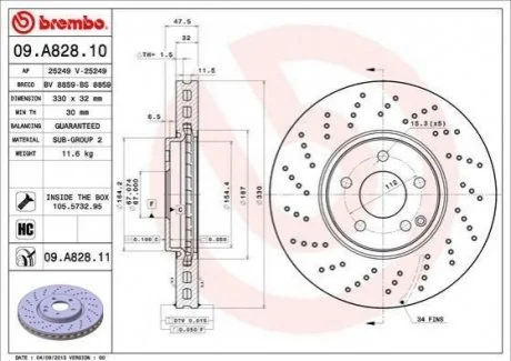 Гальмівний диск BREMBO 09.A828.11