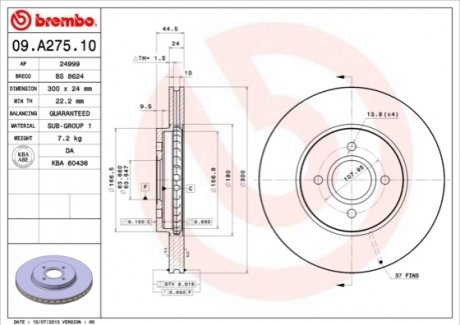 Гальмівний диск BREMBO 09.A275.10