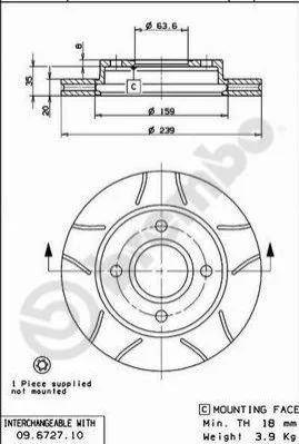 Гальмівний диск BREMBO 09.6727.77 (фото 1)
