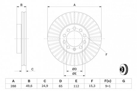 Диск тормозной SEAT TOLEDO, SKODA YETI, VW GOLF VI передн. вент. BOSCH 0986479939