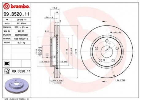 Гальмівний диск BREMBO 09.B520.11