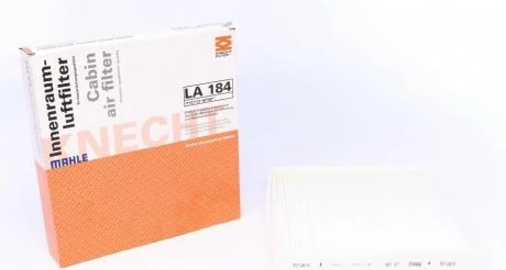 Фільтр салону CITROEN BERLINGO, BERLINGO/MINIVAN, XSARA, XSARA/HATCHBACK, XSARA/KOMBI PEUGEOT PARTNER, PARTNER ORIGIN, PARTNER ORIGIN/MINIVAN, PARTNER/MINIVAN 1.1-Electric 06.96-12.15 MAHLE / KNECHT LA184