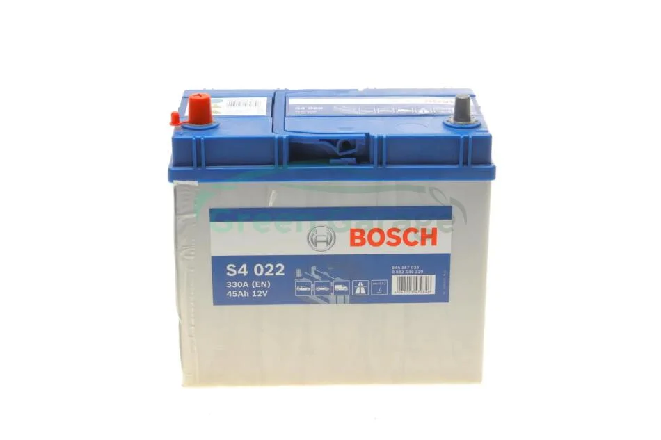 Акумулятор 45Ah-12v (S4022) (238x129x227),L,EN330 (Азія) тонк.клеми BOSCH 0 092 S40 220 (фото 1)