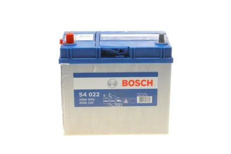 Акумулятор 45Ah-12v (S4022) (238x129x227),L,EN330 (Азія) тонк.клеми BOSCH 0 092 S40 220