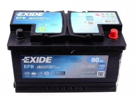 Аккумулятор 80Ah-12v Exide EFB (315х175х190),R,EN800 EXIDE EL800