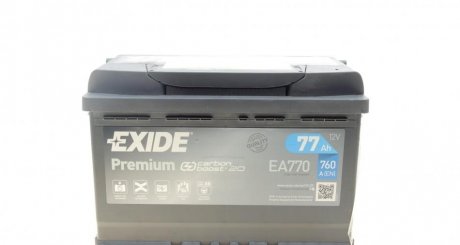 Батарея акумуляторна Premium 12В 77Аг 760А(EN) R+ EXIDE EA770