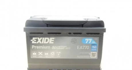 Батарея акумуляторна Exide Premium 12В 77Аг 760А(EN) R+ EXIDE EA770