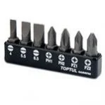 Набір біт 1/4" 7од. (SL: 4*0.5, 5.5*1, 6.5*1.2; PH1, PH2; PZ1, PZ2) TOPTUL GAAV0704 (фото 1)