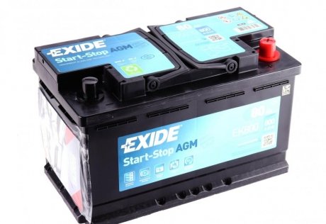 Аккумулятор 80Ah-12v AGM (315х175х190),R,EN800 EXIDE EK800