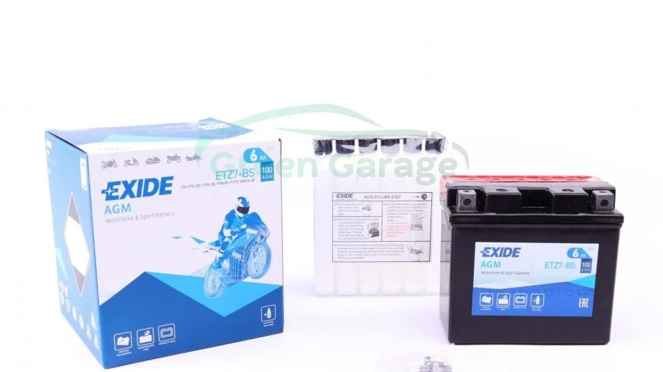Аккумулятор 6Ah-12v Exide AGM (ETZ7-BS) (113х70х105) R, EN100 EXIDE ETZ7BS (фото 1)