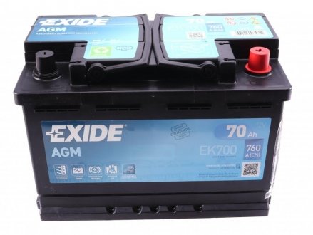 Аккумулятор 70Ah-12v AGM (278х175х190),R,EN760 EXIDE EK700