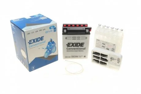 Аккумулятор 14Ah-12v Exide (EB14-B2) (134х89х166) L, EN145 EXIDE EB14B2