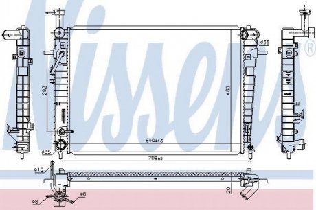 Радиатор охлаждения двигателя Hyundai Tucson (JM) (04-) NISSENS 675005