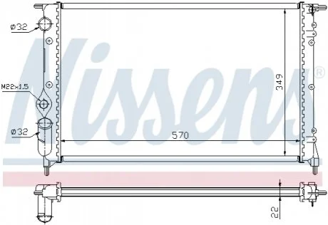 Радиатор охлаждения RENAULT R 19 (88-) (пр-во Nissens) NISSENS 63925