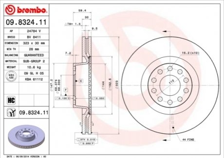 Гальмівний диск BREMBO 09.8324.11