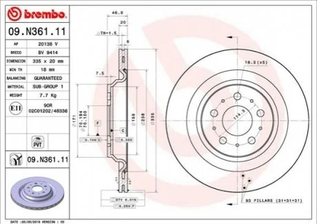 Гальмівний диск BREMBO 09.N361.11