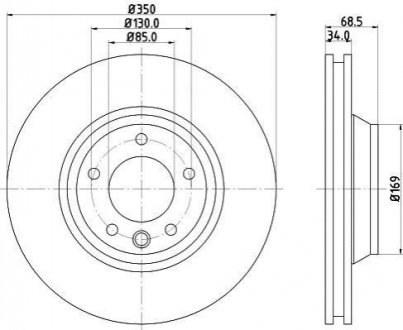 Диск гальмівний перед. прав. Audi Q7 3.0TDI/Porsce Cayenne/VW Touareg 3.0TDI-6.0TDI 09.02- HELLA 8DD 355 109-781