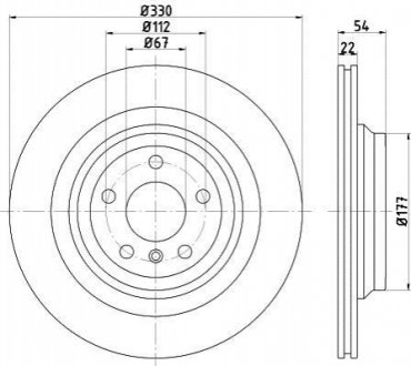 Диск гальмівний зад. (330mmx22mm) MERCEDES GLE W166 15- ML W166 11- HELLA 8DD 355 122-561