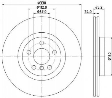 Диск гальмівний передн. вентил. BMW 2 F45 14- X1 F48 15- 330X24 V HELLA 8DD 355 122-641