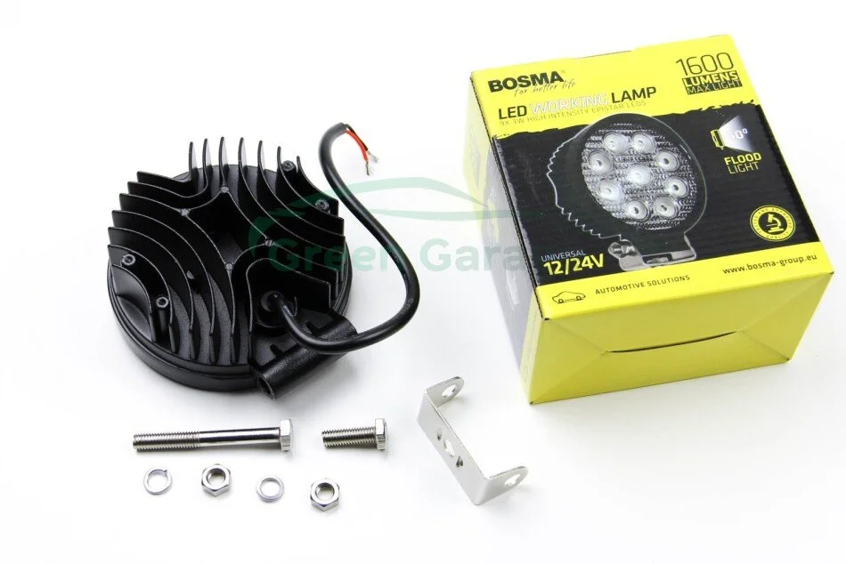 ДодатковаФара WORK LED LAMP 12/24V 9XLED EPISTAR 3W 1600 LM 60° розсіяний луч, кругла (1 шт) BOSMA 6094 (фото 1)