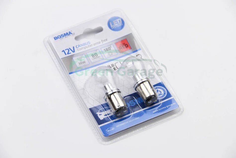 Автолампа BAY15D 12V 1xLED CREE3535 RED CLEAR STYLE CANBUS (blister 2 шт) BOSMA 6698 (фото 1)