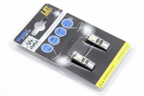 Автолампа T10 LED 12V 8XSMD 3528 LED WHITE DOUBLE POLARITY CANBUS (2 шт) BOSMA 4229