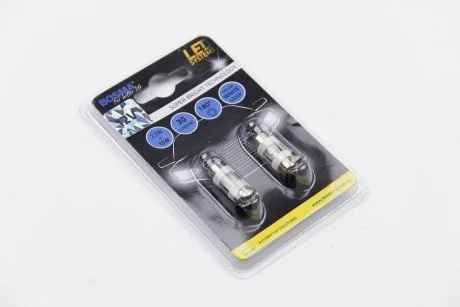 Автолампа SV8,5 LED 12V 2XSMD 5050 LED WHITE 10X31 (2 шт) BOSMA 3710