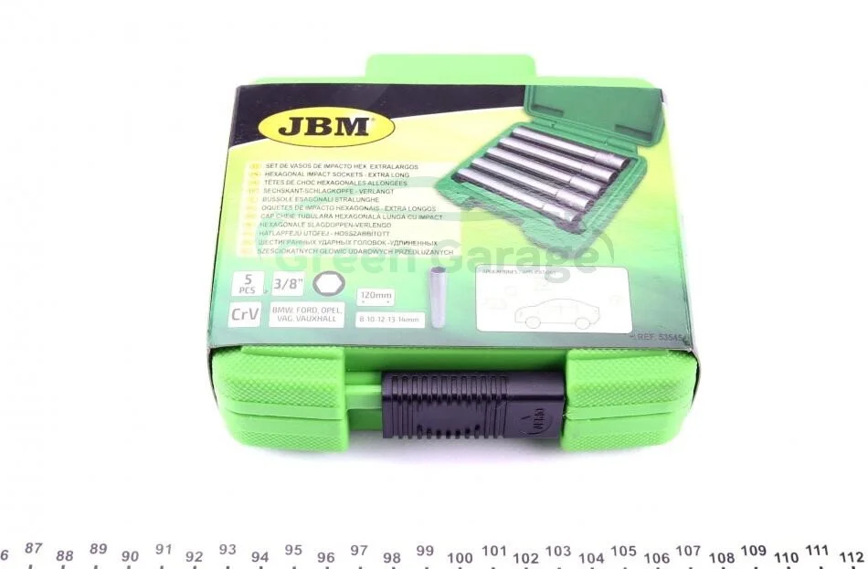 Набор головок 6-ти гранных удлиненных 3/8" (5 шт) (8/10/12/13/14mm) JBM 53545 (фото 1)