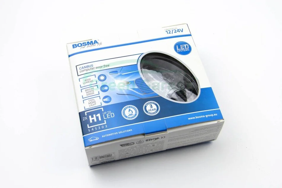 Автолампа H1 LED 12/24V 4000LM P14,5S CANBUS (2 шт) BOSMA 6063 (фото 1)