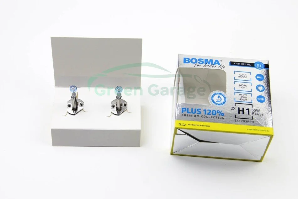 Автолампа H1 PLUS 120% 12V 55W P14,5S Упаковка 2шт BOSMA 5479 (фото 1)