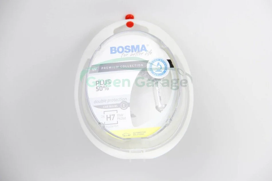 Автолампа H7 PLUS 50% 12V 55W PX26D Упаковка 2шт BOSMA 4063 (фото 1)