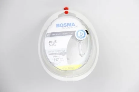 Автолампа H7 PLUS 50% 12V 55W PX26D Упаковка 2шт BOSMA 4063