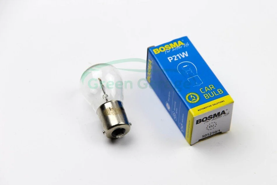 Автолампа BA15S 12V 21W P21W в коробці 1шт BOSMA 1529S (фото 1)