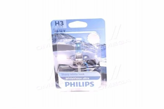Лампа розжарювання H3 WhiteVision ultra 12V 55W P14,5s (+60) (3900K) 1шт. blister (вир-во Philips) PHILIPS 12336WVUB1 (фото 1)