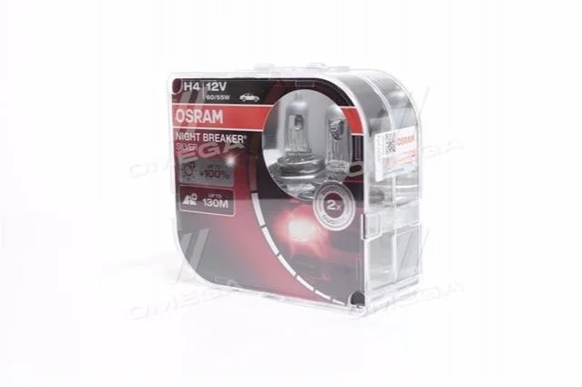 Лампа фарна H4 12V 60/55W P43t NIGHT BREAKER SILVER (+100) компл (вир-во) OSRAM 64193NBSHCB (фото 1)