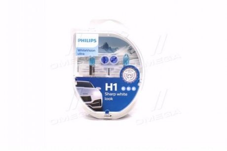 Лампа розжарювання H1 + W5W WhiteVision ultra 12V 55W P14,5s (+60) (3700K) компл. PHILIPS 12258WVUSM