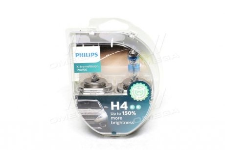 Лампочка X-tremeVision Pro150 галоген H4 (2 шт, 12 В, 60/55 Вт, тип гнізда: P43T-38) PHILIPS 12342XVPS2