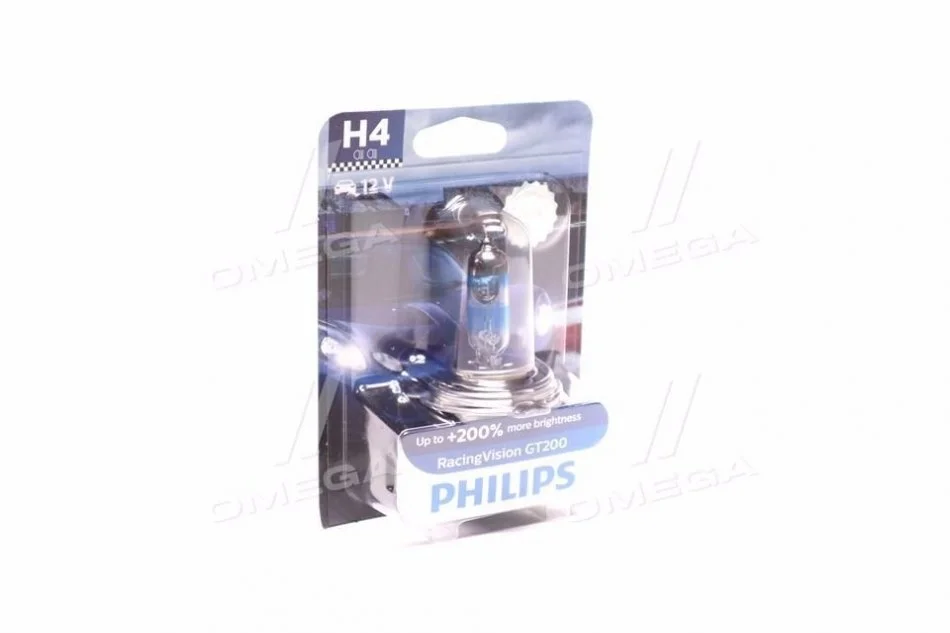 Лампа розжарювання H4 RacingVision GT200 +200 12V 60/55W P43t-38(вир-во Philips) PHILIPS 12342RGTB1 (фото 1)