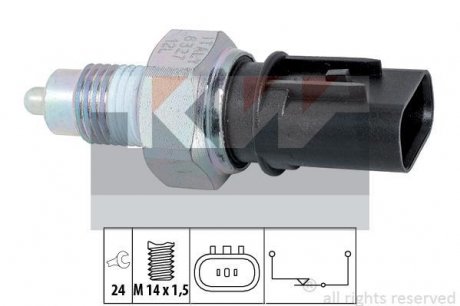 Фото 1 - датчик заднього ходу (аналог EPS 1.860.327/Facet 7.6327) KW 560 327 Датчик заднього ходу (аналог EPS 1.860.327/Facet 7.6327) KW 560 327 (фото 1)