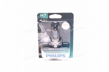 Лампа розжарювання H7 X-tremeVision Pro150 +150 12V 55W PX26d PHILIPS 12972XVPB1