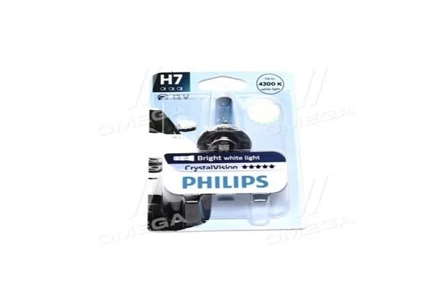 Лампа розжарювання H7 12V 55W PX26d Cristal Vision 1шт blister 4300K (вир-во Philips) PHILIPS 12972CVB1 (фото 1)