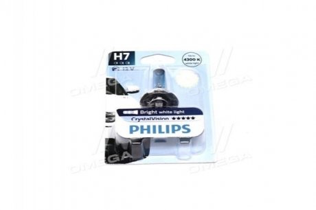 Лампа розжарювання H7 12V 55W PX26d Cristal Vision 1шт blister 4300K PHILIPS 12972CVB1