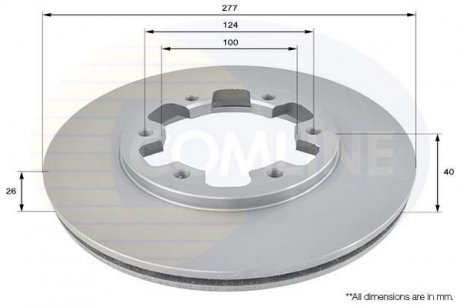 - Диск гальмівний вентильований з покриттям COMLINE ADC0238V
