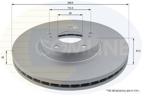 - Диск гальмівний вентильований з покриттям COMLINE ADC0552V