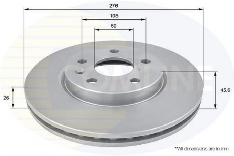 - Диск гальмівний вентильований з покриттям COMLINE ADC1151V