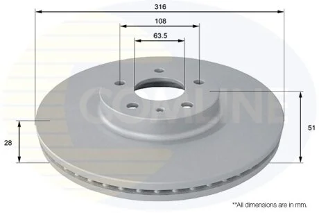 Comline - Диск гальмівний вентильований з покриттям COMLINE ADC1273V